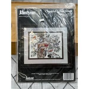 Janalyn 1994 Counted Cross Stitch Kit Red Cardinals Size 14”x11”